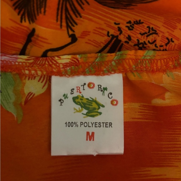 Puerto Rico Womens Dress Hawaiian Midi Tie Back Ankle Slits Orange Yellow Sz Med - Picture 3 of 12